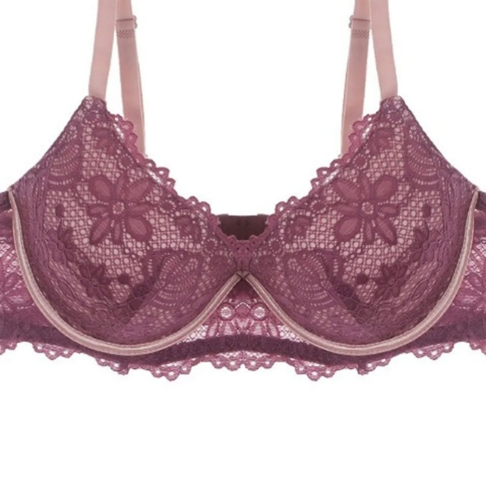 Sale Sexy Two-Tone Floral Lace Push Up Bra